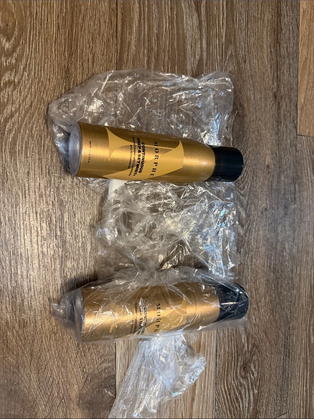 Morphe Metallic Gold Setting Spray Duo with Black Caps